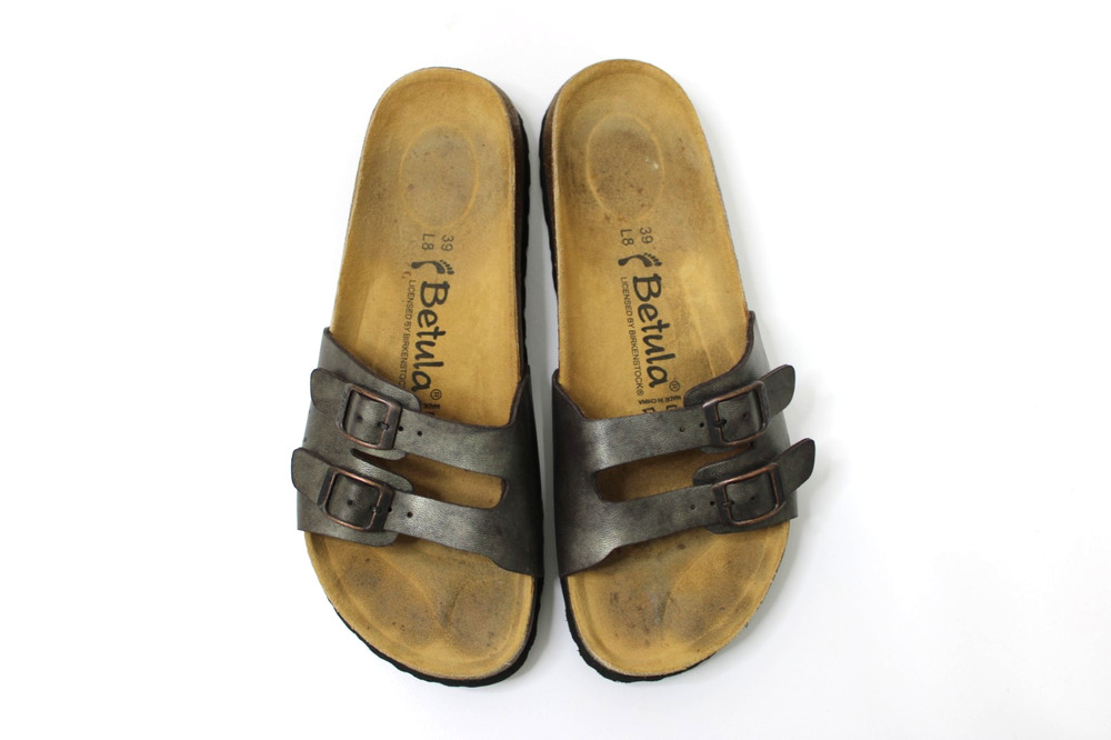 Betula Birkenstock Two Toe Strap Sandals Size 8 US 39 EU N Pewter Berka-flor